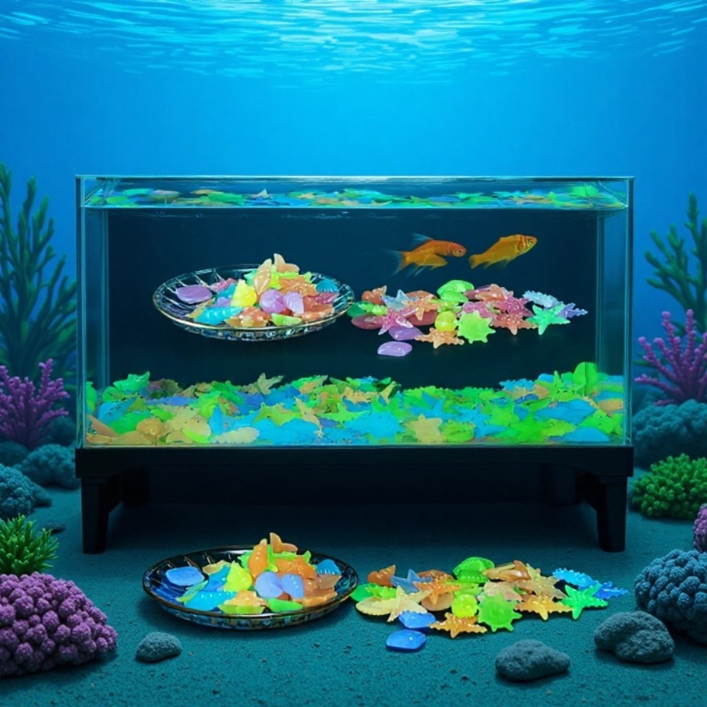 Aquarium Fish Store - Leuchtende Ozeansteine, fluoreszierende Muscheln, bunte Seesterne