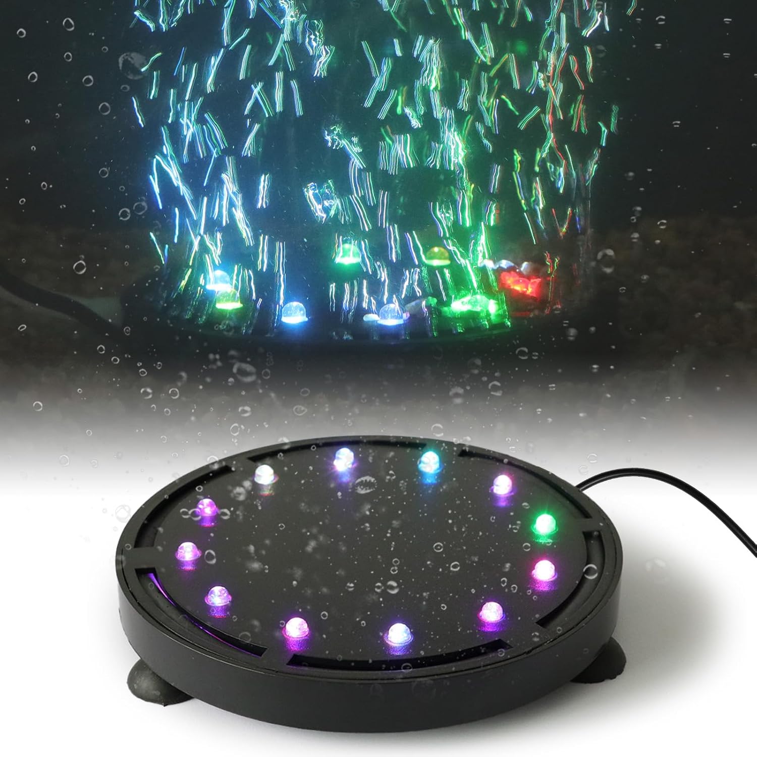Aquarium Fish Games - Aquarium-Blasenlicht mit 9/12 LEDs, Tauchbare Luftstein-Lampe,