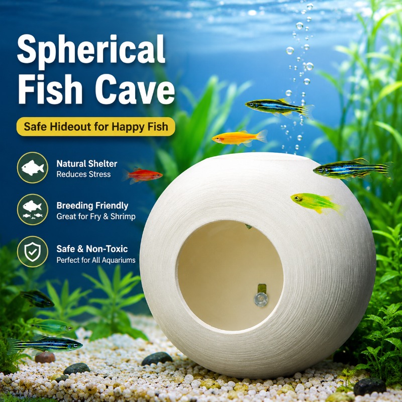 Aquarium Fish Parrot - Kreatives Aquarium-Dekor: 3D-Gedruckte Kugelförmige Höhle als