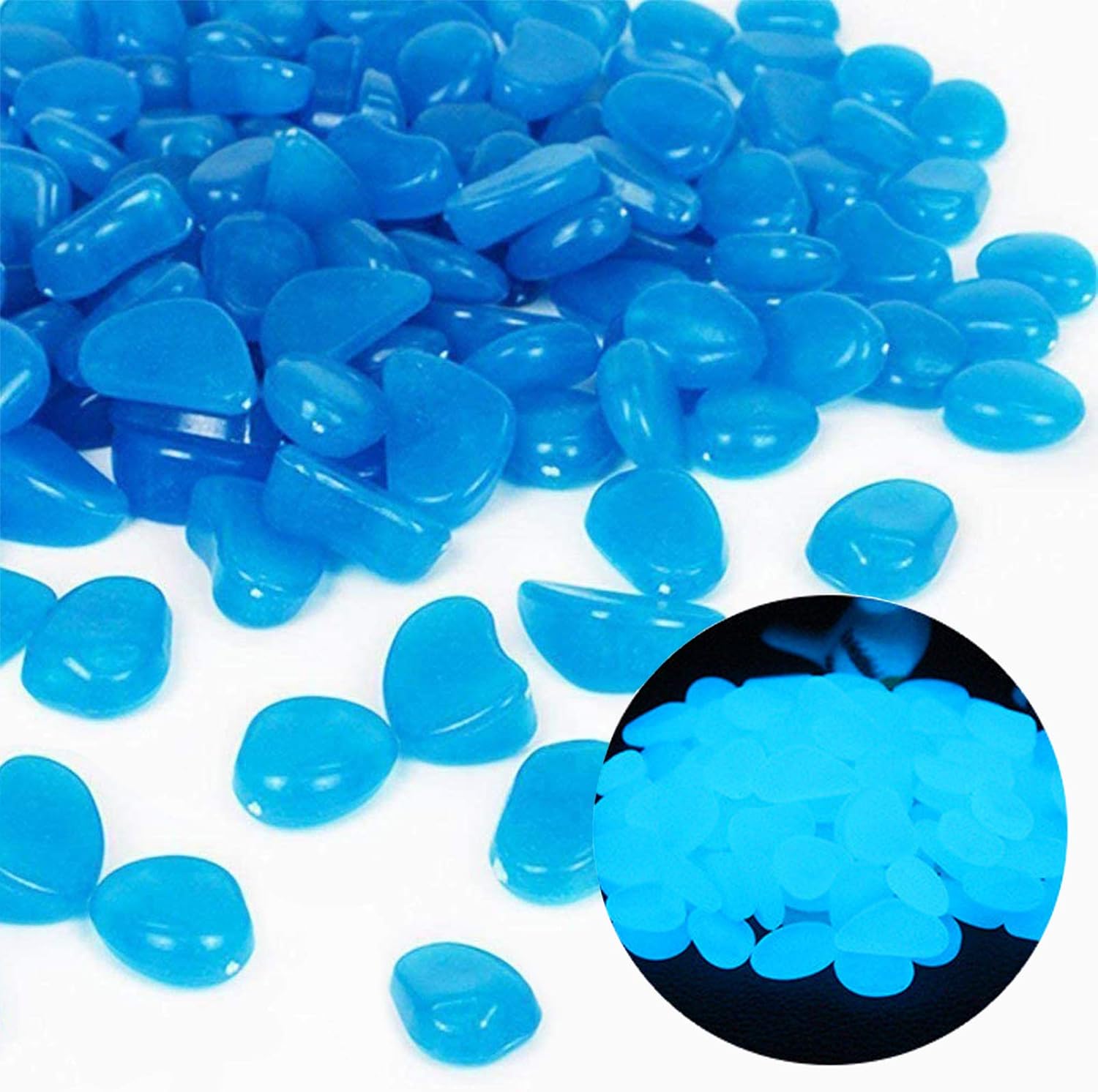 Aquarium Fish Store - Aquarium-Felsen leuchten blaue Kieselsteine für Garten,