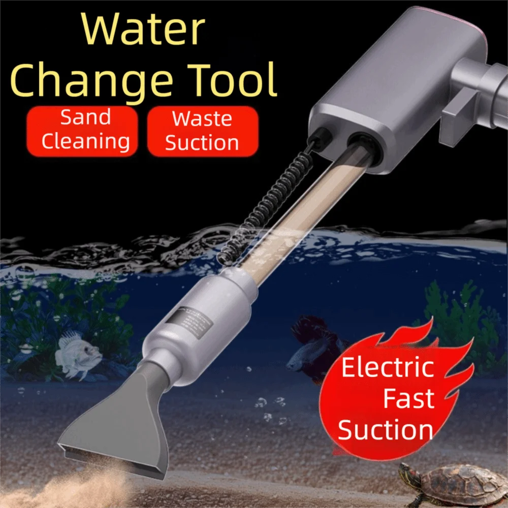 Aquarium Fish Rate - Automatischer Aquarium-Vakuumreiniger, elektrisch, hohe Durchflussrate, Sandreinigerpumpe