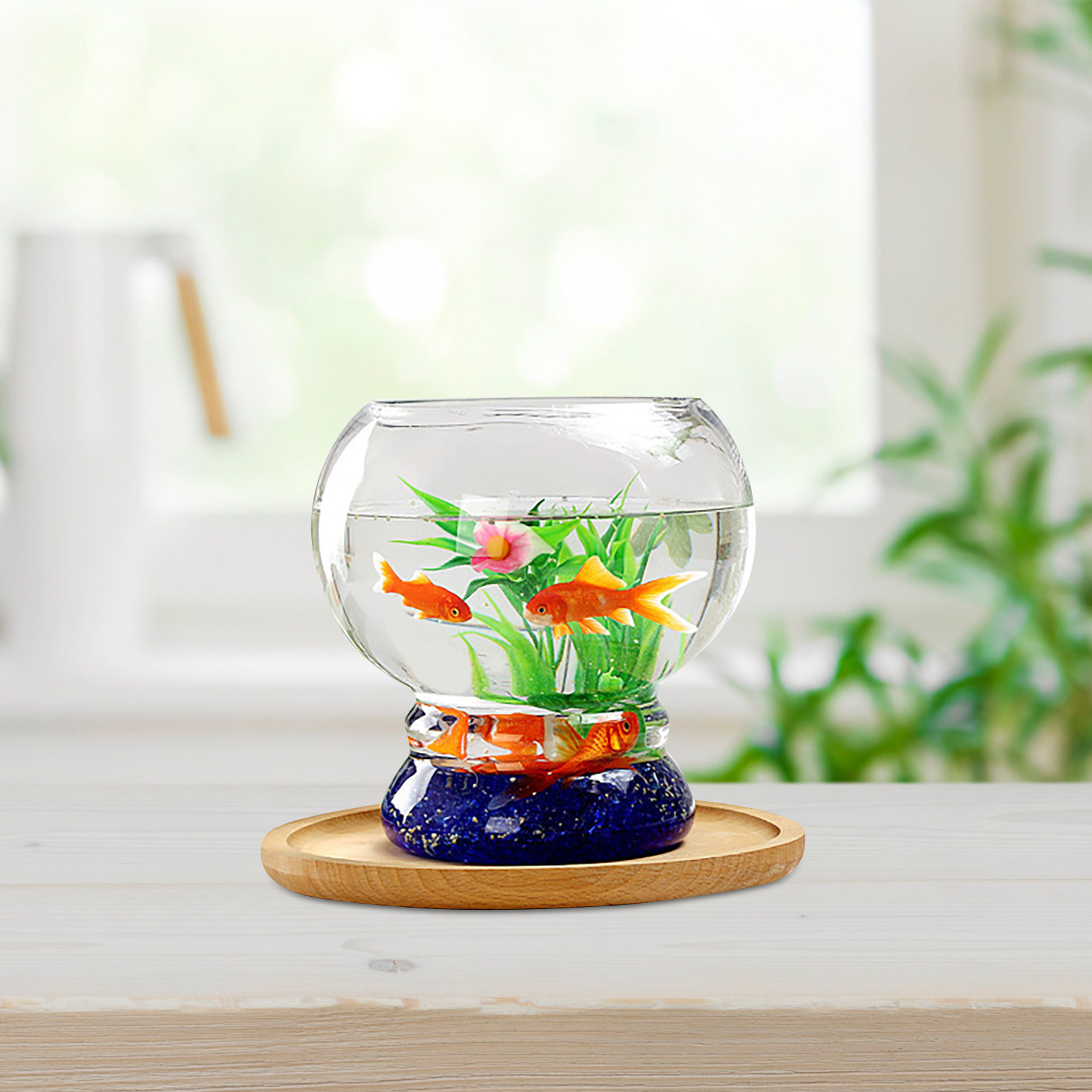 Aquarium Fish Beautiful - Klares Glas Mini-Aquarium Kleine Runde Fischschale